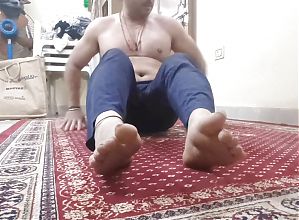Old Man Streching his Body During Hot Workout