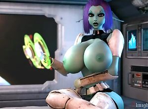 Hot Alien Chick Uses A Ships Control Panel To Expand Her Tremendous Tits